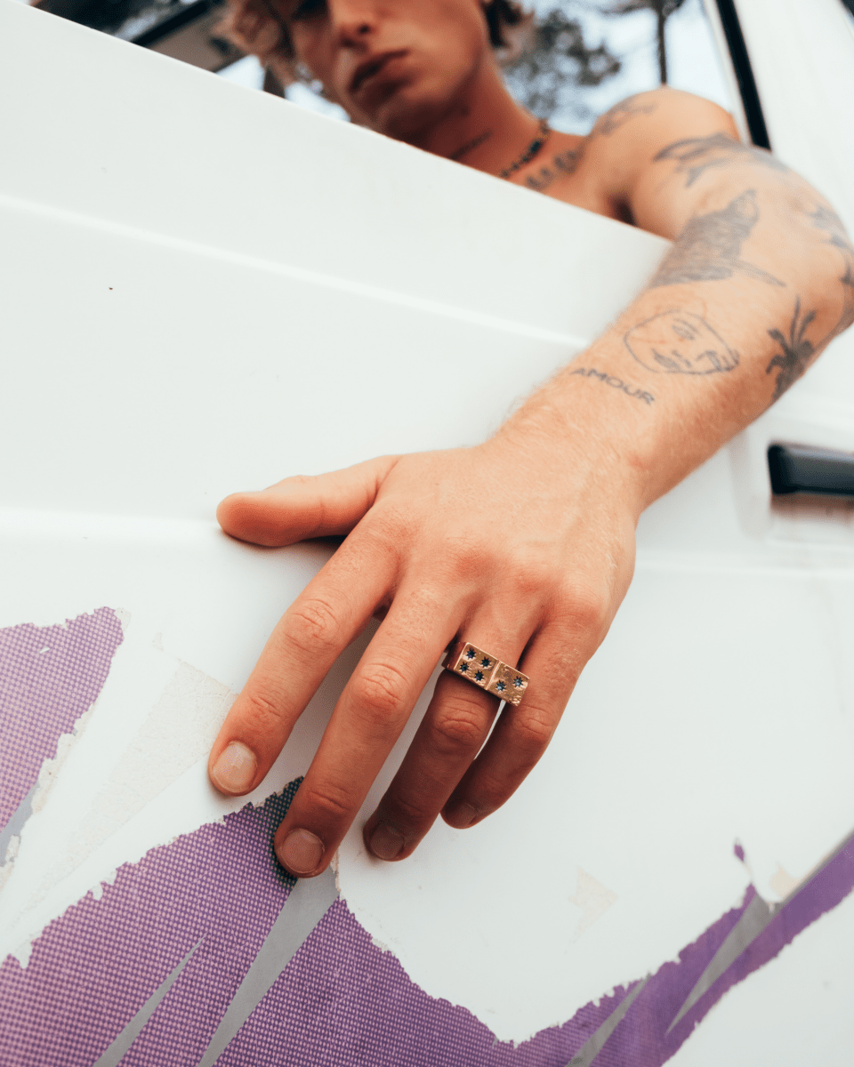 Gold Ring – Domino – Crystal Pips – Fragment Studio