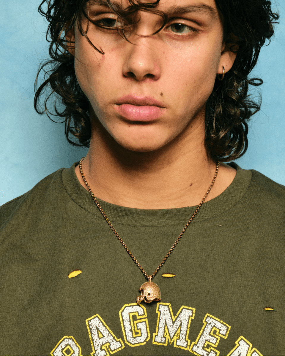 Gold Necklace – US Football – Helmet Pendant – Fragment Studio