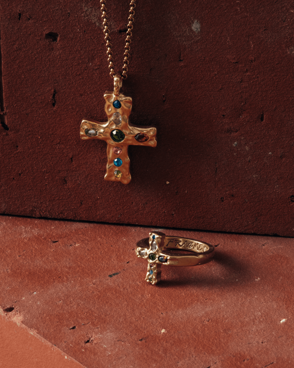 Bague Or – Gem Cross – Croix à Cristaux – Fragment Studio