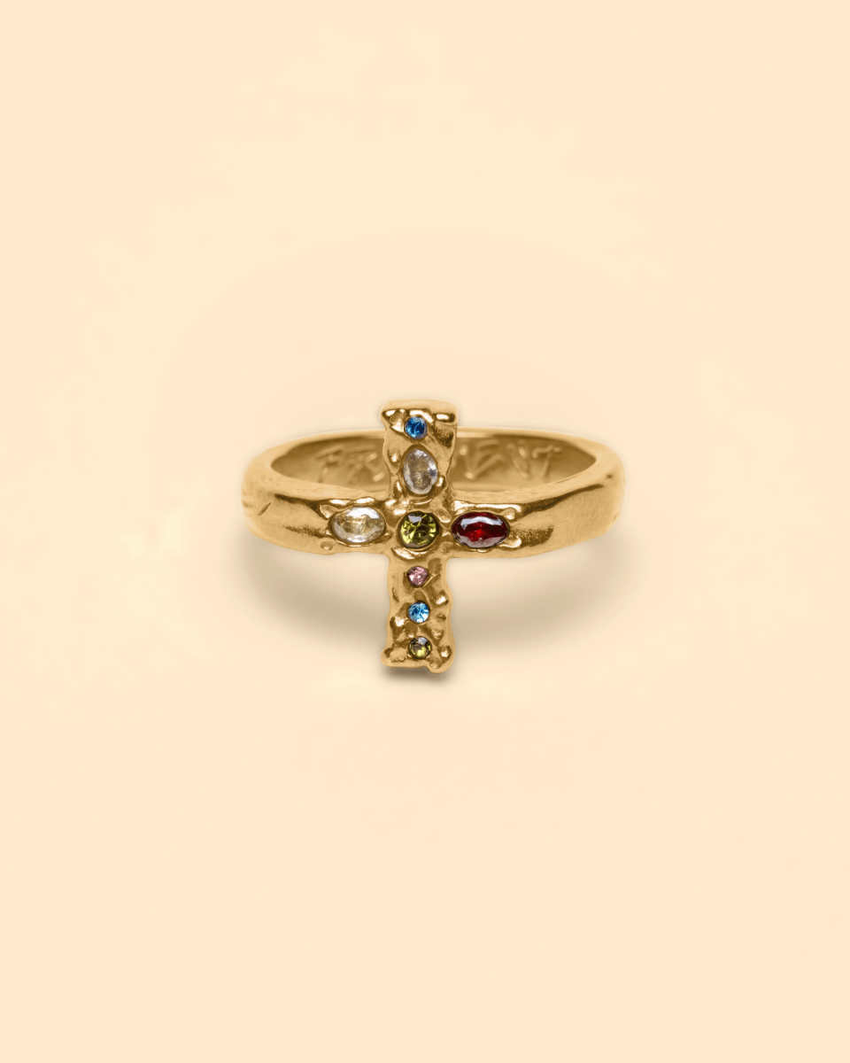 Bague Or – Gem Cross – Croix à Cristaux – Fragment Studio
