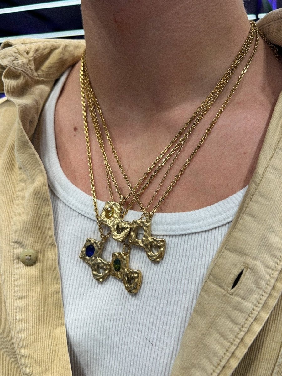 Collier Or – Heartless – Pendentif Pierres Vertes – Fragment Studio