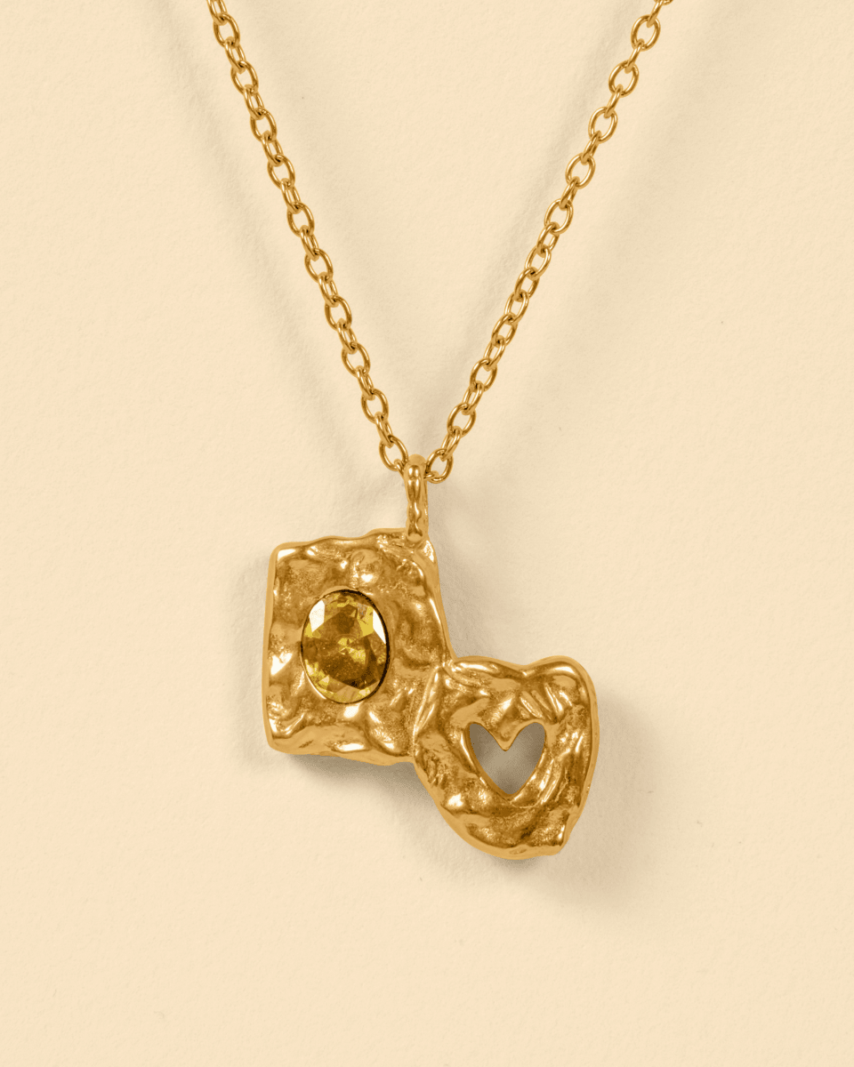 Collier Or – Heartless – Pendentif Pierres Jaunes – Fragment Studio