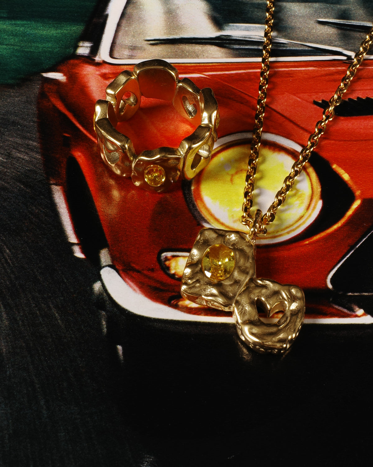 Collier Or – Heartless – Pendentif Pierres Jaunes – Fragment Studio