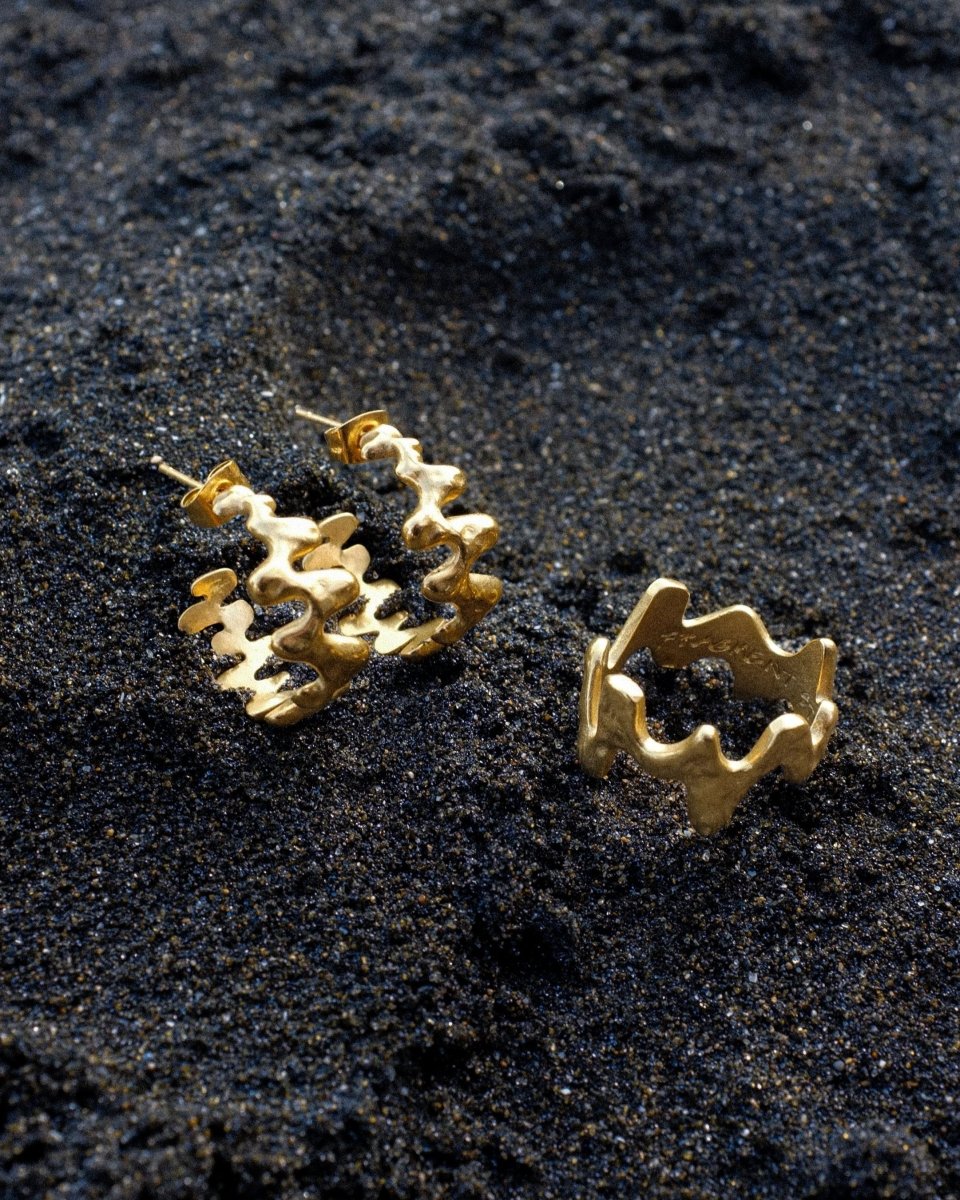 Gold Earrings – Magma – Molten Drip Design – Fragment Studio