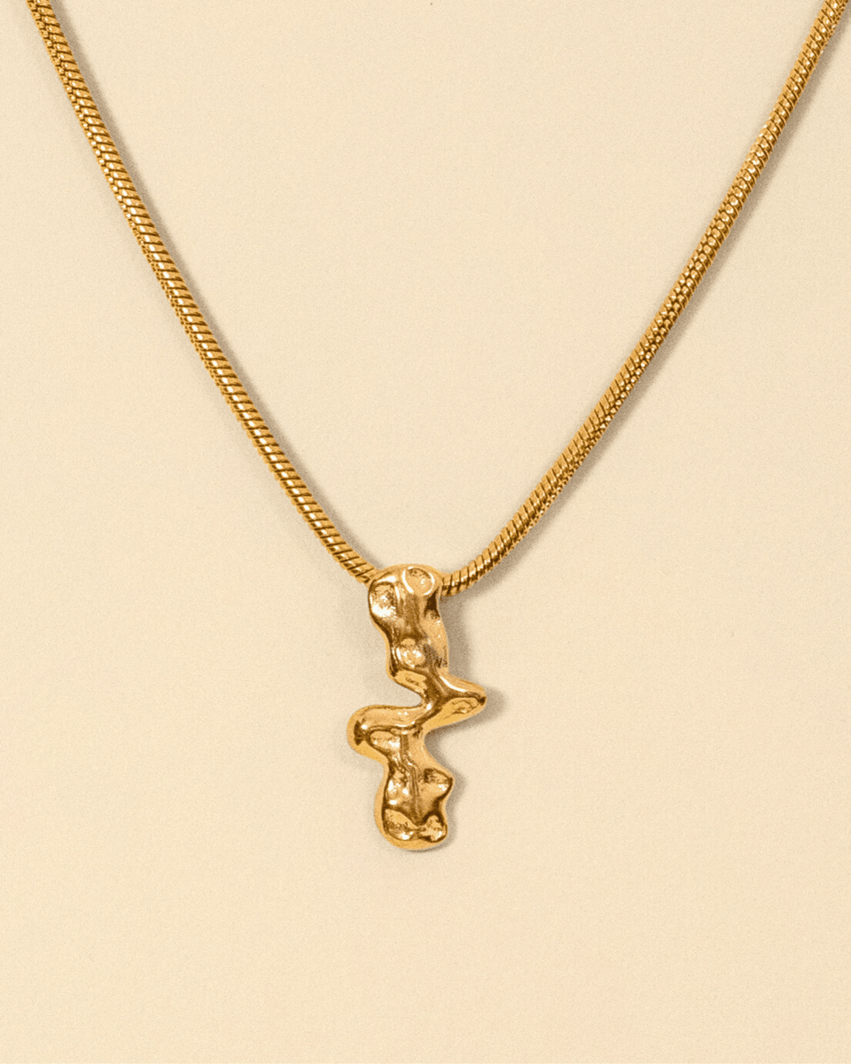 Gold Necklace – Magma – Molten Drip Pendant – Fragment Studio
