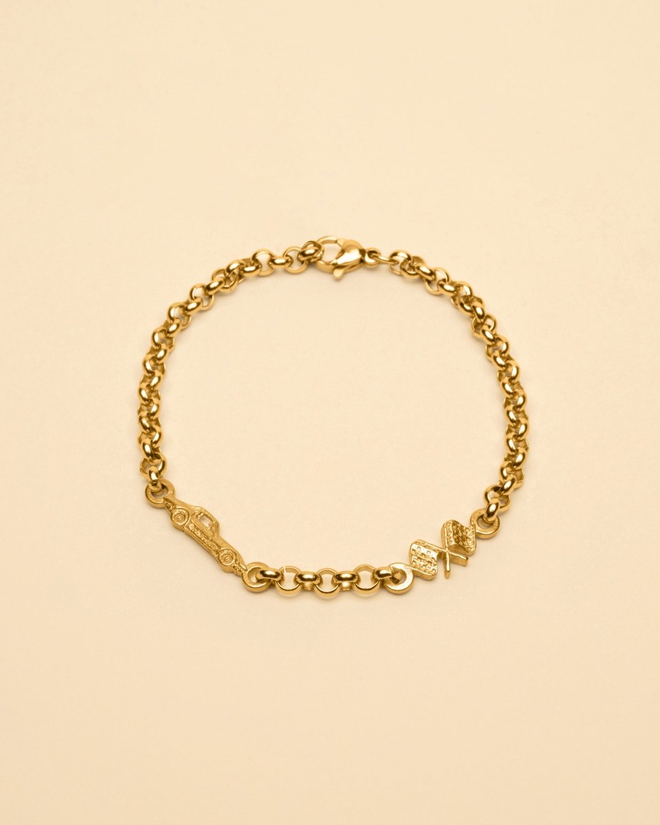 Gold Bracelet – Racing – Race Car Charms – Fragment Studio