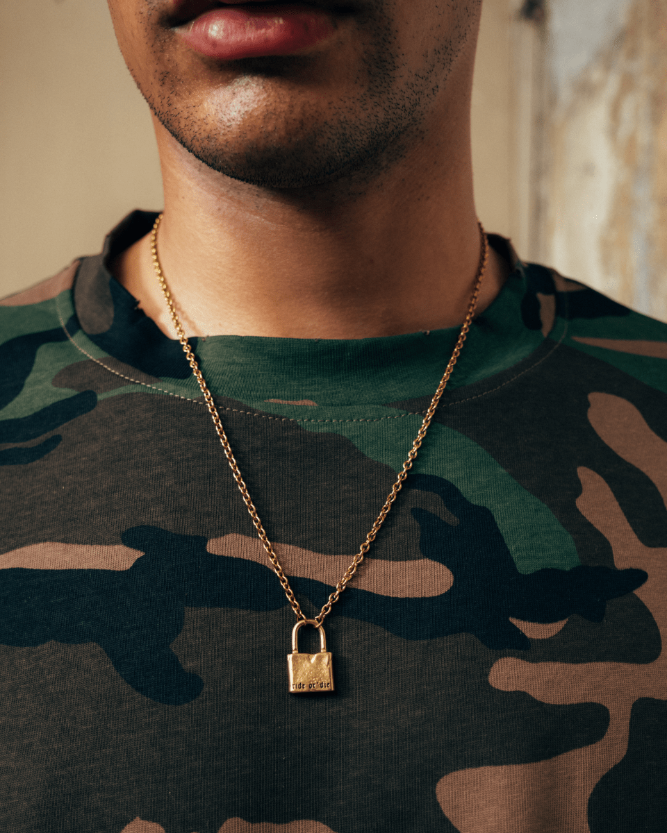 Gold Necklace – Ride or Die – Padlock Pendant – Fragment Studio