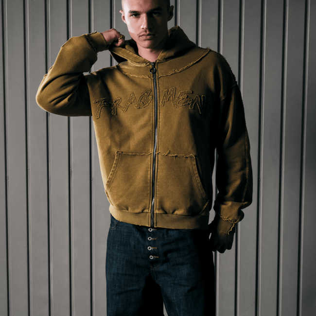 ROOTS ZIP UP HOODIE - KHAKI - FRAGMENT STUDIO