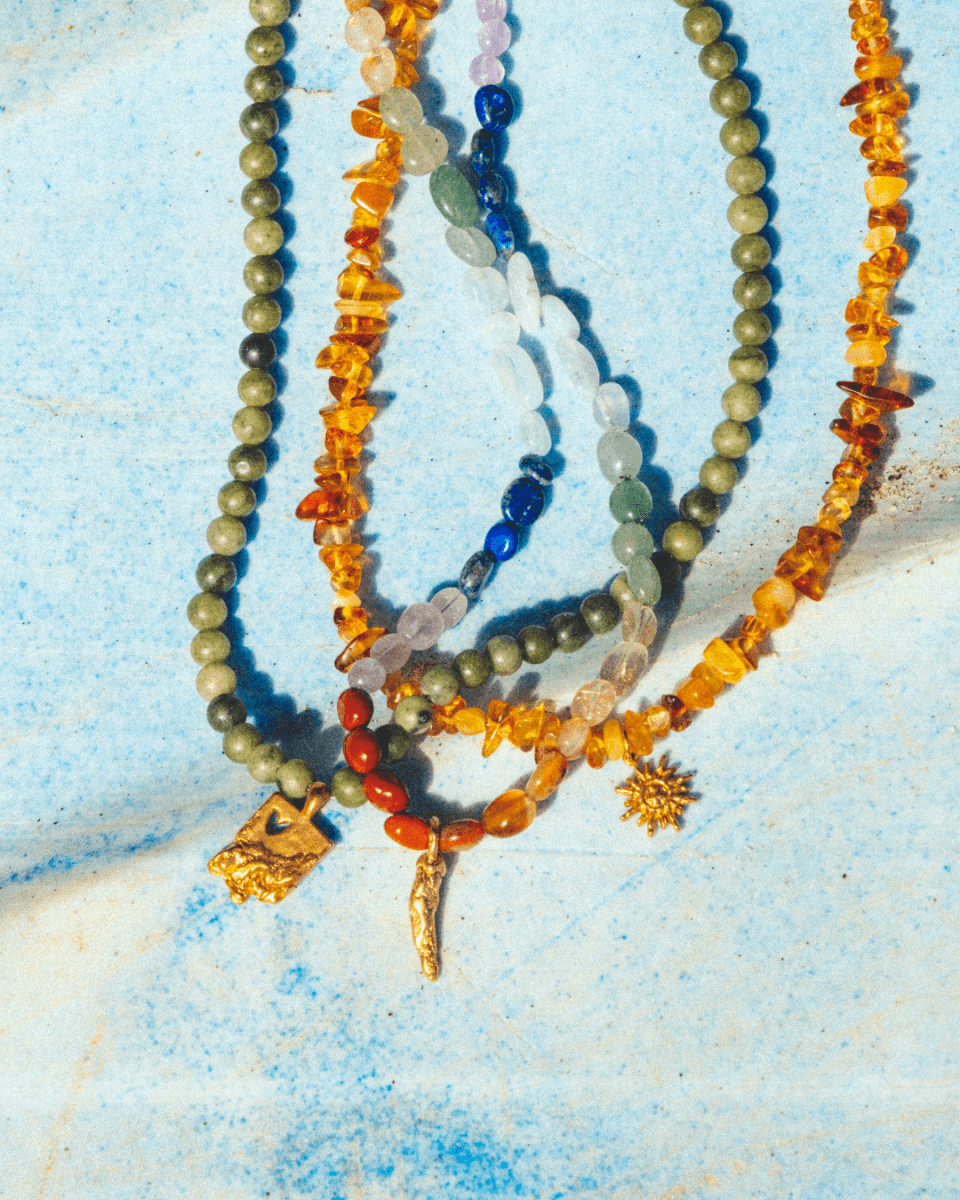 Gold Bead Necklace – Solar Flare Riviera – Amber & Sun – Fragment Studio