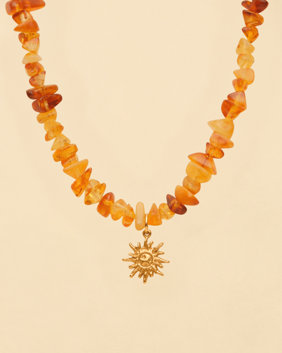 Gold Bead Necklace – Solar Flare Riviera – Amber & Sun – Fragment Studio
