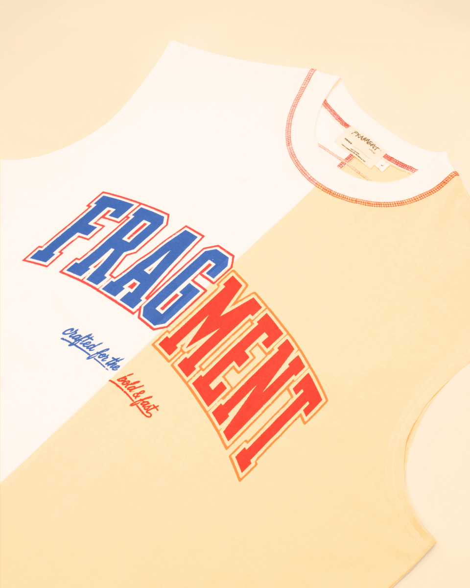 SPLIT VARSITY SLEEVELESS TEE - FRAGMENT STUDIO