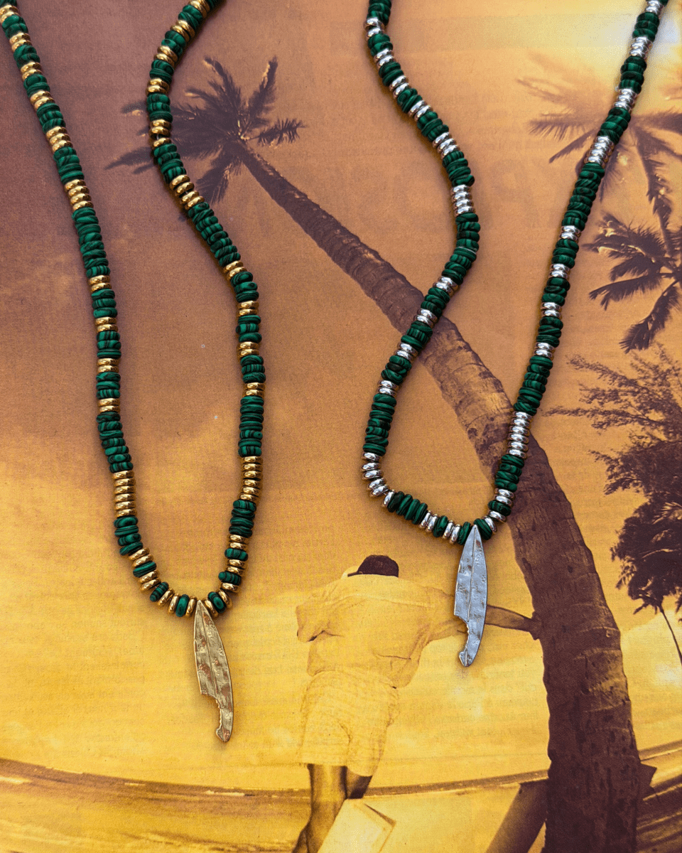 Gold Bead Necklace – Surfboard – Surfboard Pendant – Fragment Studio