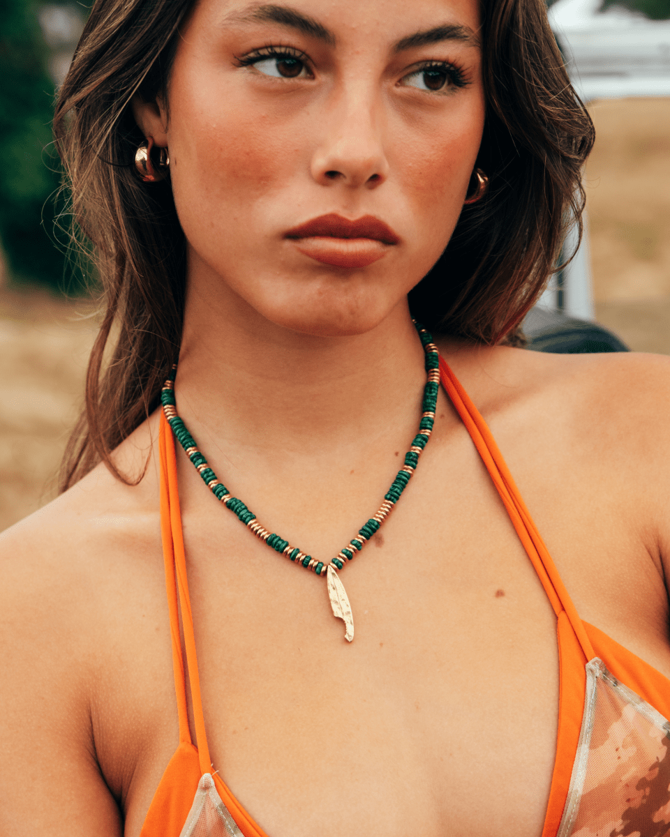 Gold Bead Necklace – Surfboard – Surfboard Pendant – Fragment Studio