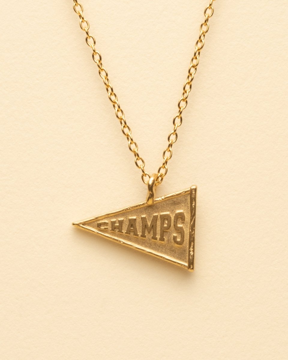 Gold Necklace – Varsity Flag – Pennant Pendant – Fragment Studio