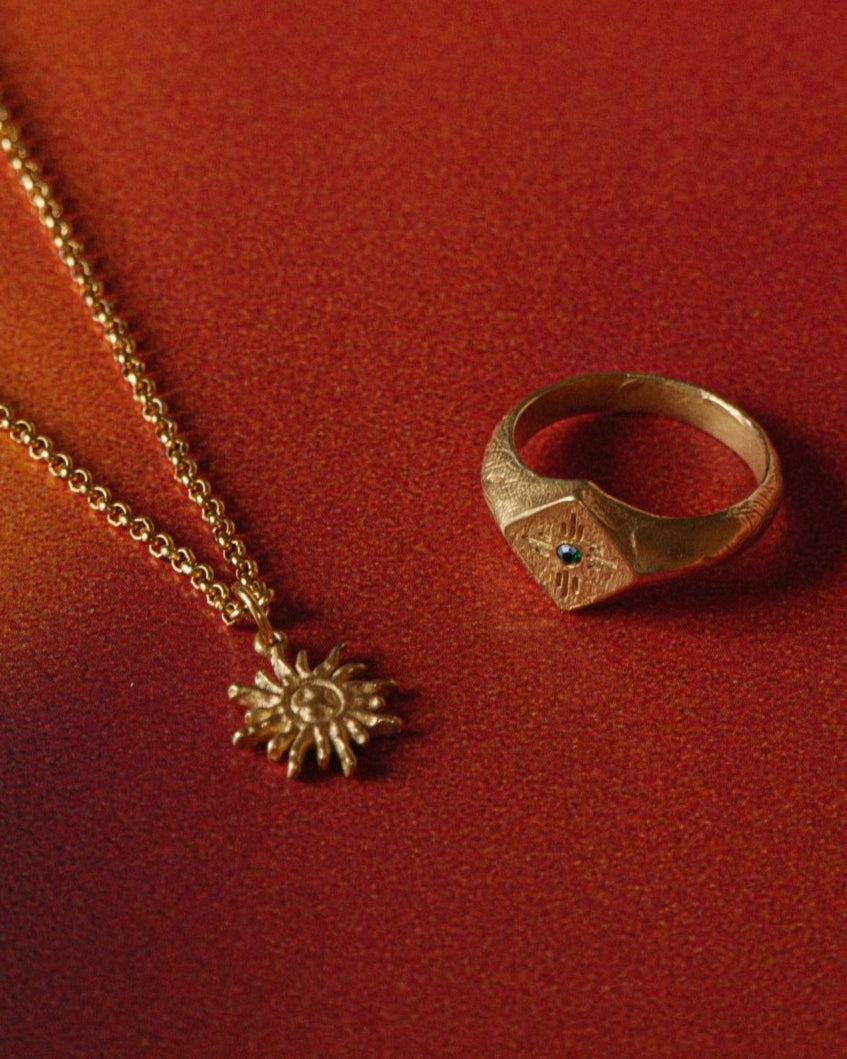Gold Necklace – Solar Flare – Sun Pendant – Fragment Studio