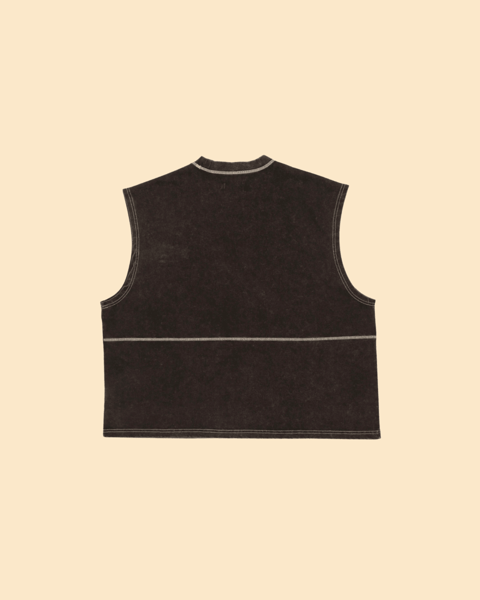 BLACK CONTRAST SLEEVELESS TEE - FRAGMENT STUDIO
