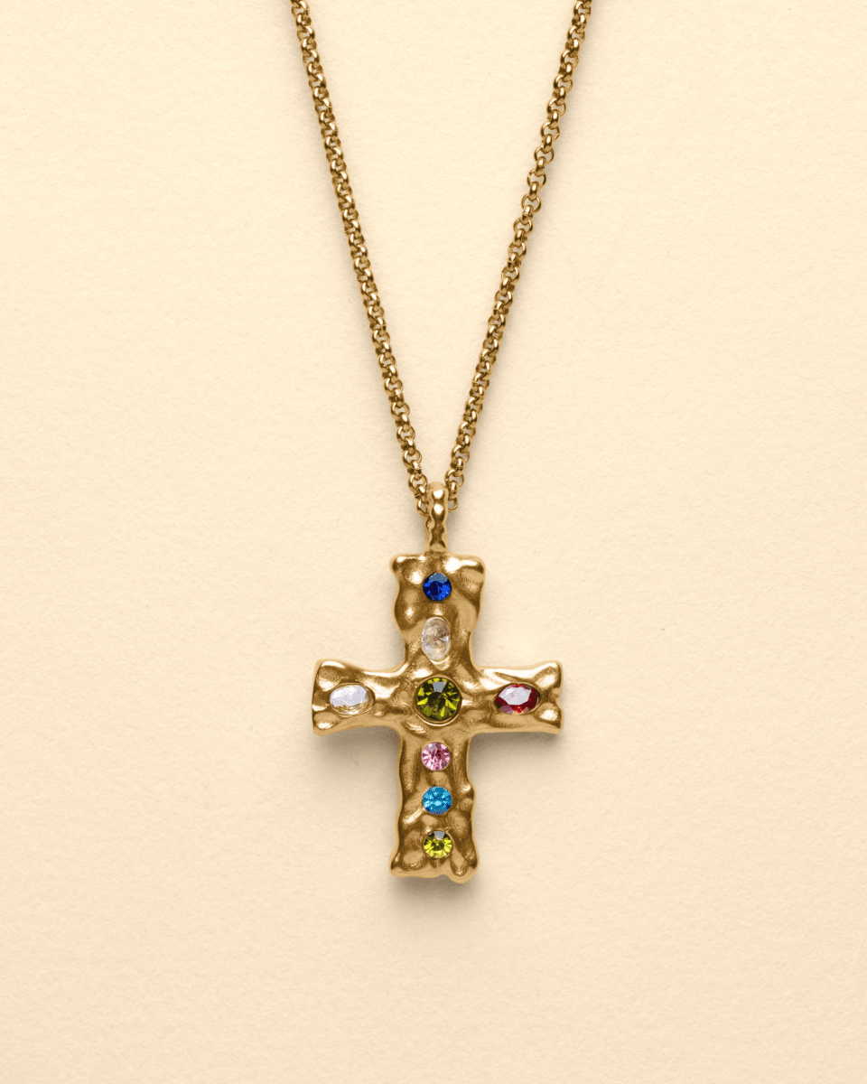 GEM CROSS NECKLACE [GOLD] - FRAGMENT STUDIO