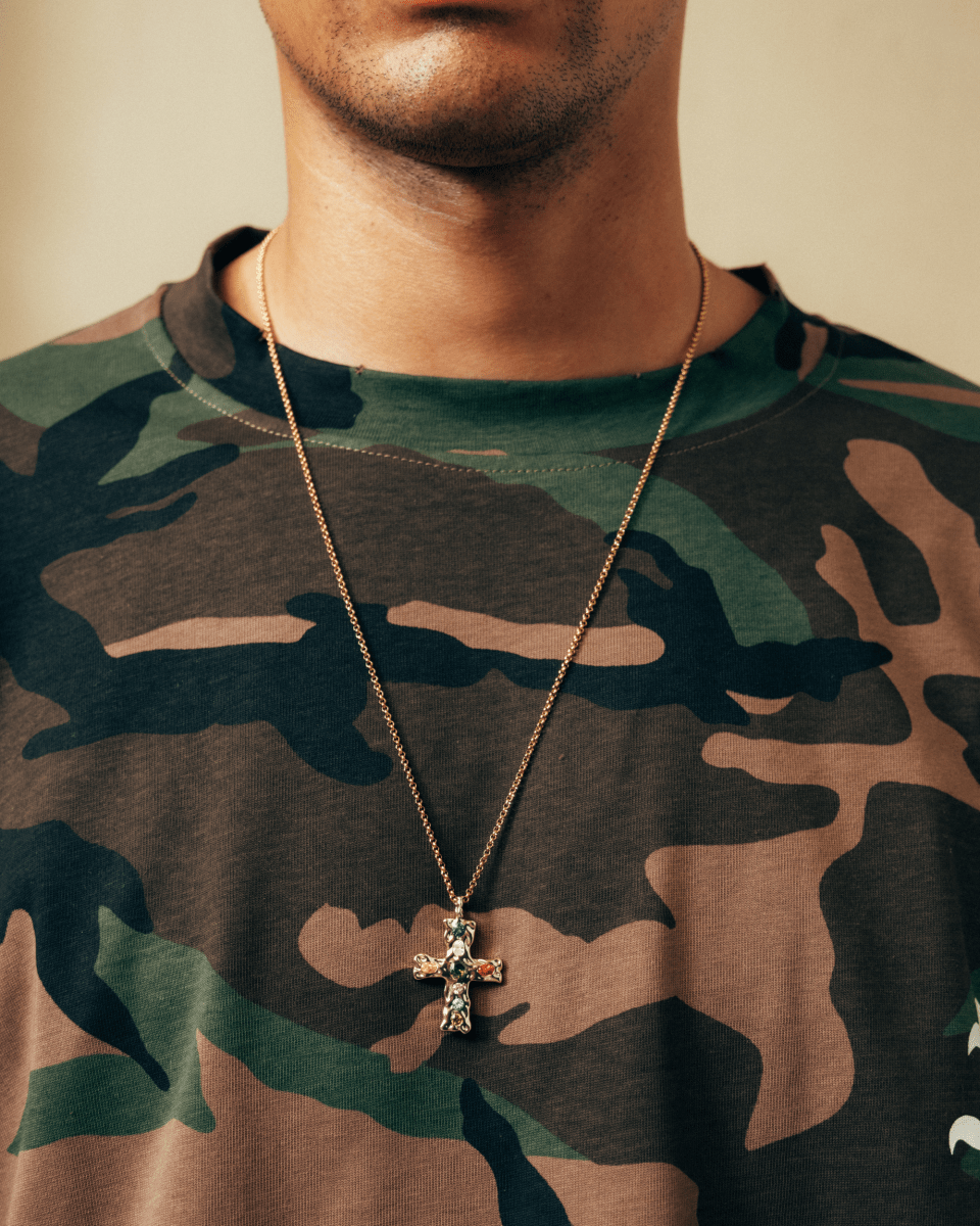 GEM CROSS NECKLACE [GOLD] - FRAGMENT STUDIO
