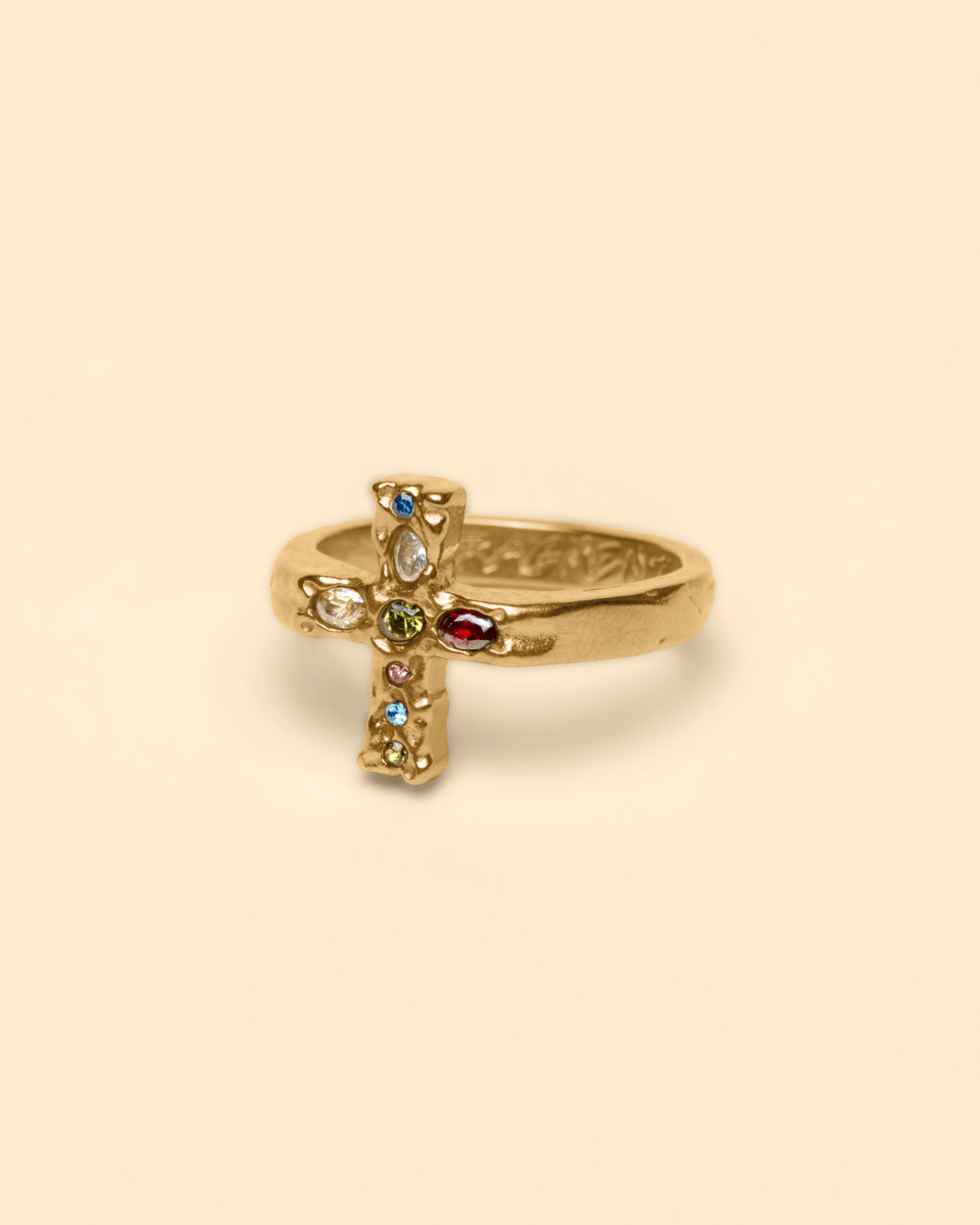 GEM CROSS RING [GOLD] - FRAGMENT STUDIO