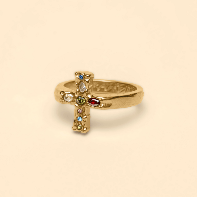 GEM CROSS RING [GOLD] - FRAGMENT STUDIO