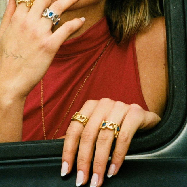 HEARTLESS RING VOL 2 [GOLD] BLUE SAPHIRE - FRAGMENT STUDIO