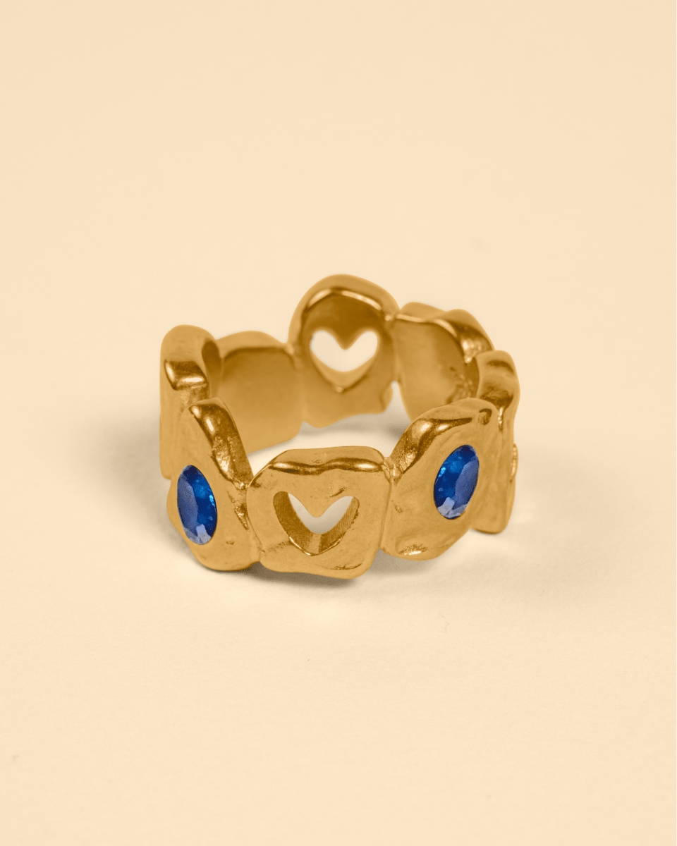 HEARTLESS RING [GOLD] - BLUE SAPPHIRE - FRAGMENT STUDIO