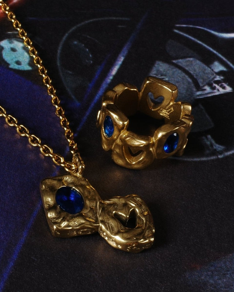 HEARTLESS RING [GOLD] - BLUE SAPPHIRE - FRAGMENT STUDIO