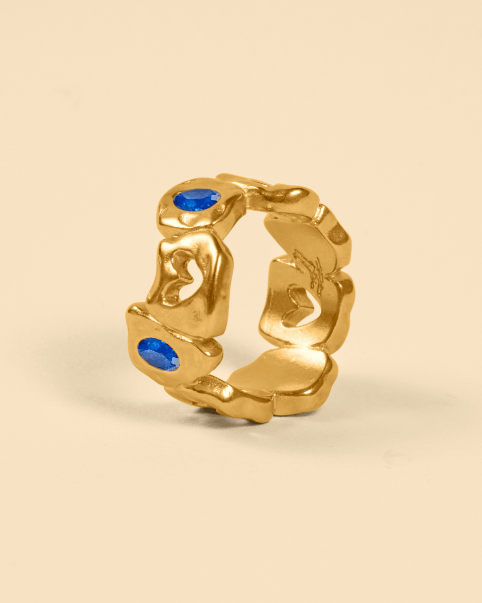 HEARTLESS RING [GOLD] - BLUE SAPPHIRE - FRAGMENT STUDIO