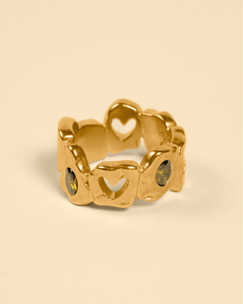 HEARTLESS RING [GOLD] - GREEN PERIDOT