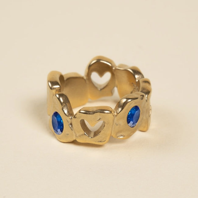 HEARTLESS RING VOL 2 [GOLD] BLUE SAPHIRE - FRAGMENT STUDIO