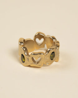 HEARTLESS RING VOL 2 [GOLD] GREEN PERIDOT - FRAGMENT STUDIO