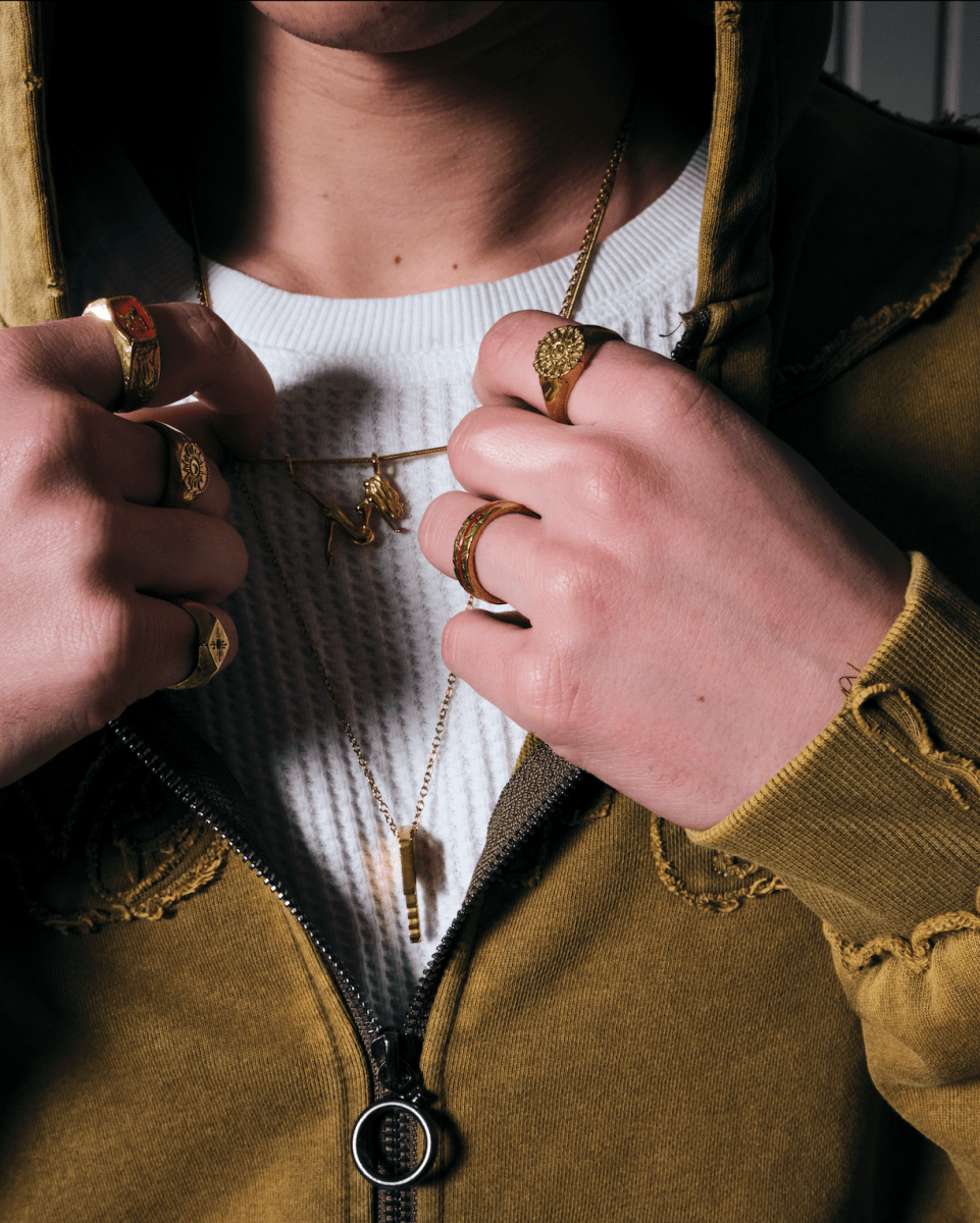 LINE RING [GOLD] - RED - FRAGMENT STUDIO
