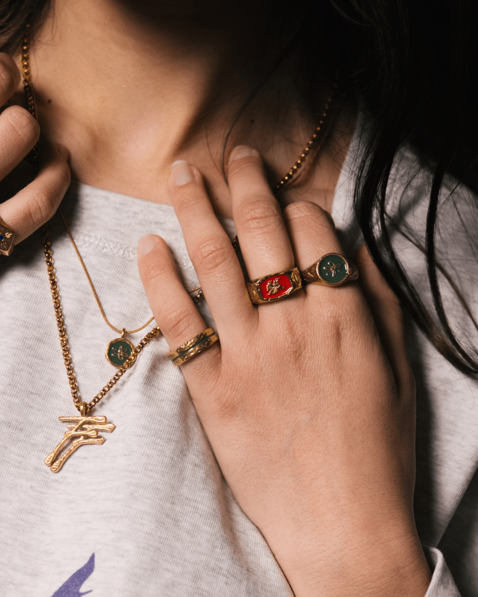 LOST PETAL NECKLACE [GOLD] - KHAKI - FRAGMENT STUDIO