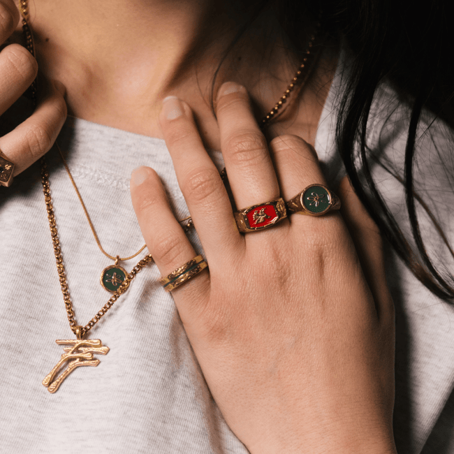 LOST PETAL NECKLACE [GOLD] - KHAKI - FRAGMENT STUDIO
