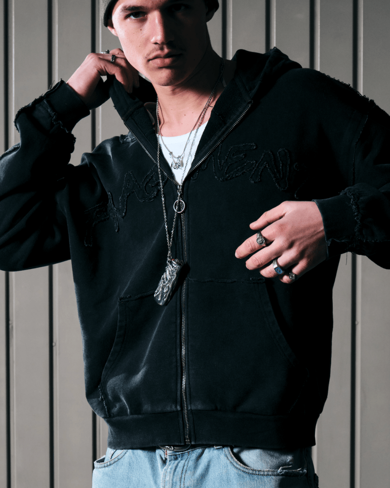 ROOTS ZIP UP HOODIE - BLACK – FRAGMENT STUDIO