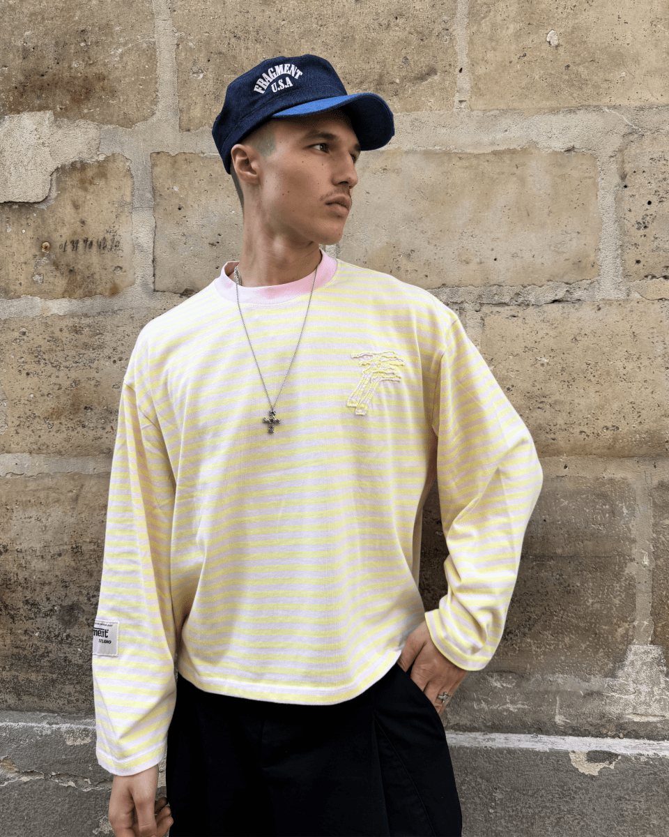 STRIPED LONGSLEEVE - PINK & YELLOW - FRAGMENT STUDIO
